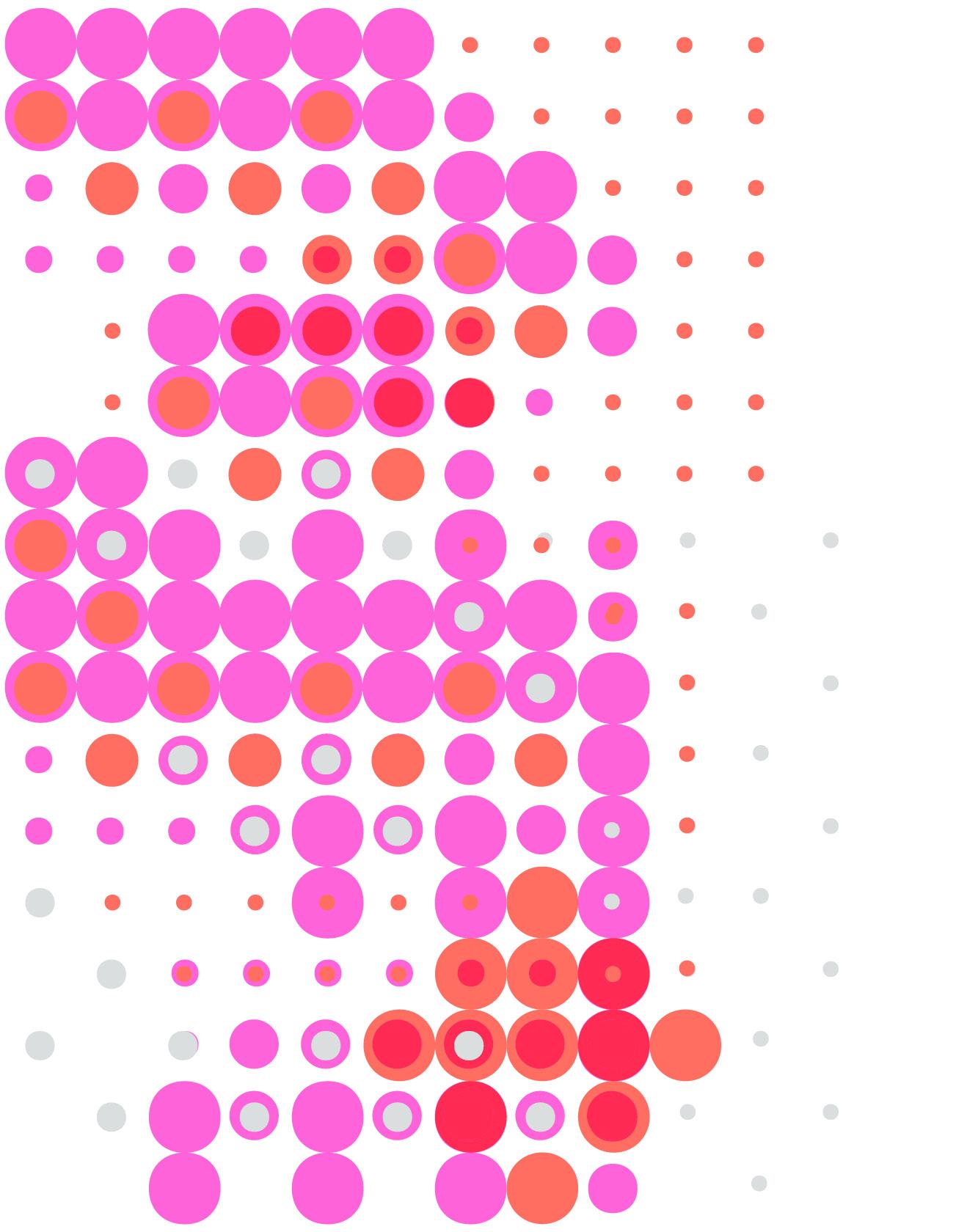 Abstract half-tone pattern in pink, orange and grey