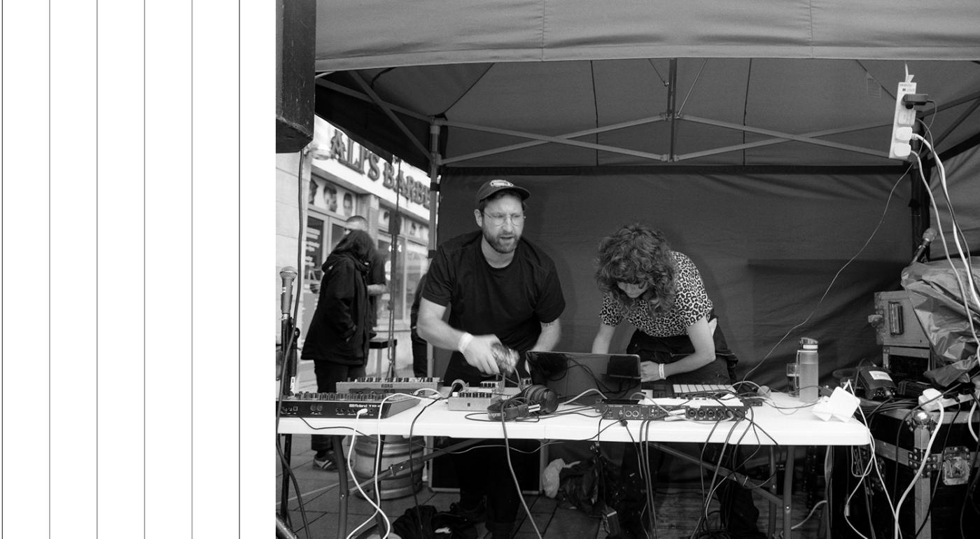 A black and white photo of the electronic duo, Bodycam